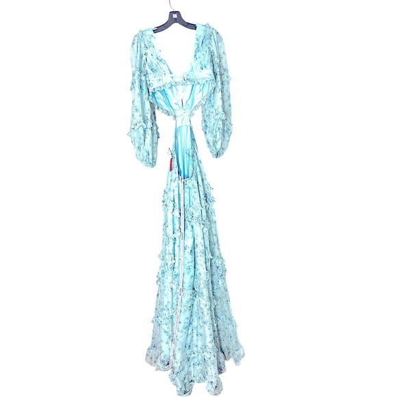 Mac Duggal Blue Floral Prom Dress - Picture 3 of 5